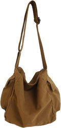 Canvas Messenger Bag Large  Crossbody Bag with Multiple Pockets Canvas Shoulder Tote Bag for Women and Men