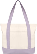 Canvas Tote Bag for Women with Zip & Inner Pocket, 100% Organic Cotton Tote Bags for Men, Shopping, Beach
