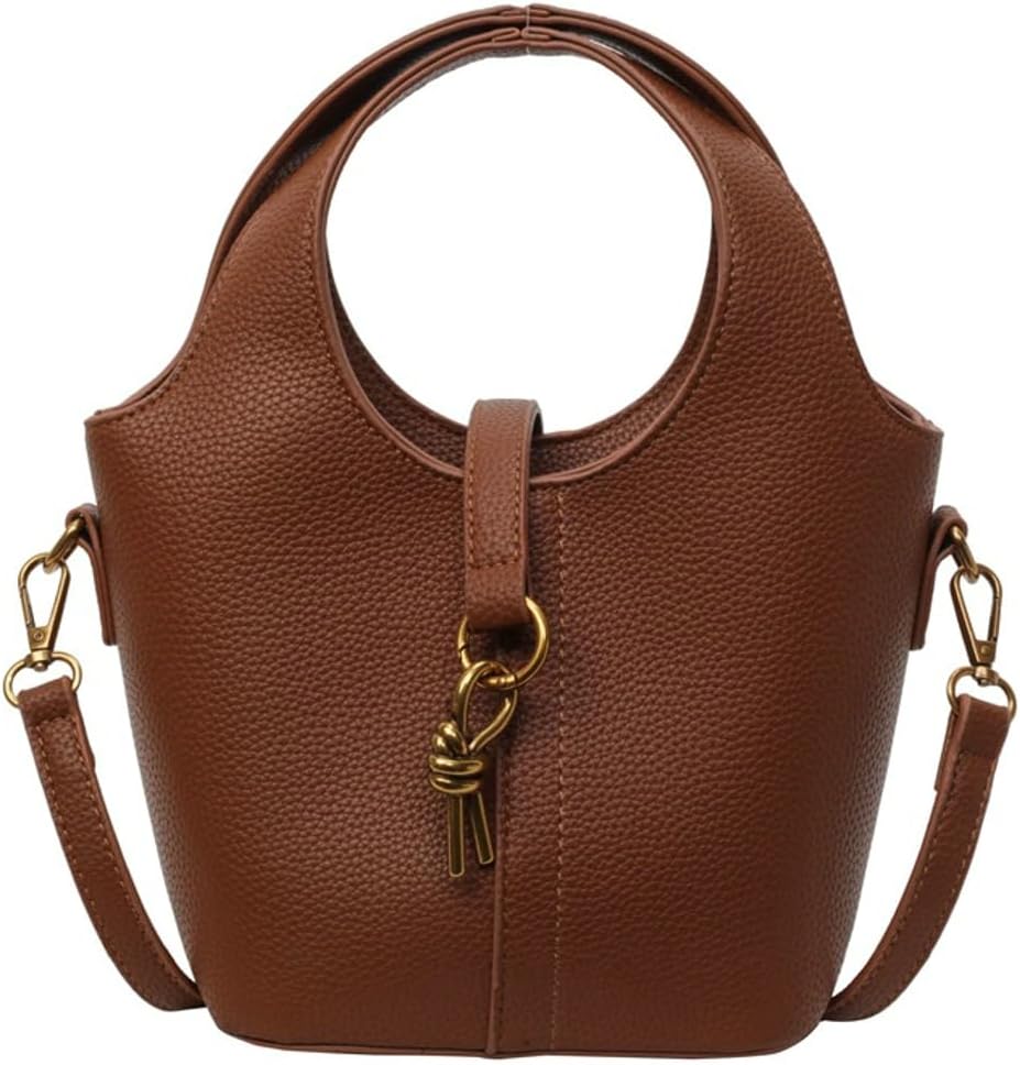 Women Bucket Bag PU Leather  Bag Fashion Shoulder Crossbody Bag Vintage Tote Bag Small Handabg Purse