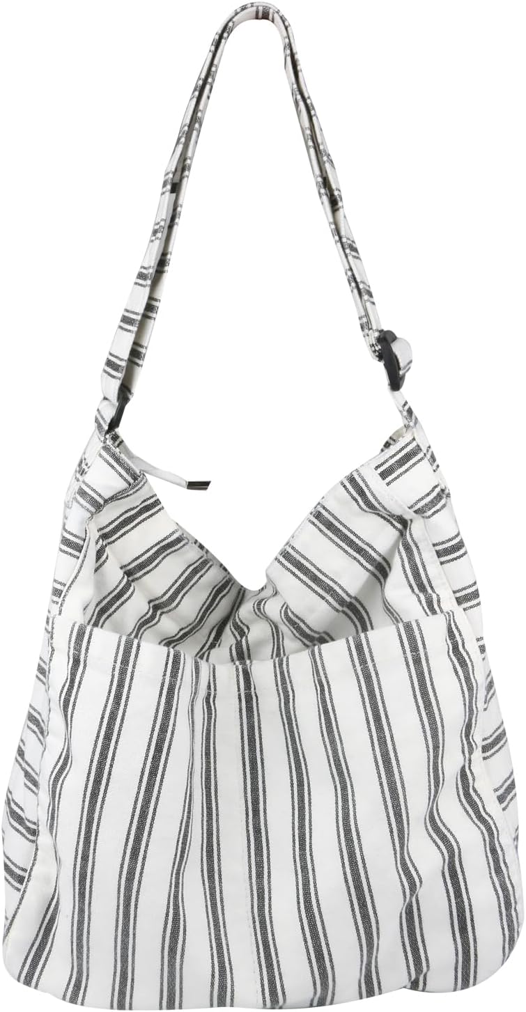Canvas  Crossbody Shoulder Tote Bag for Women and Men W/Multi-pocket Casual Purse Messenger Bags Travel Work