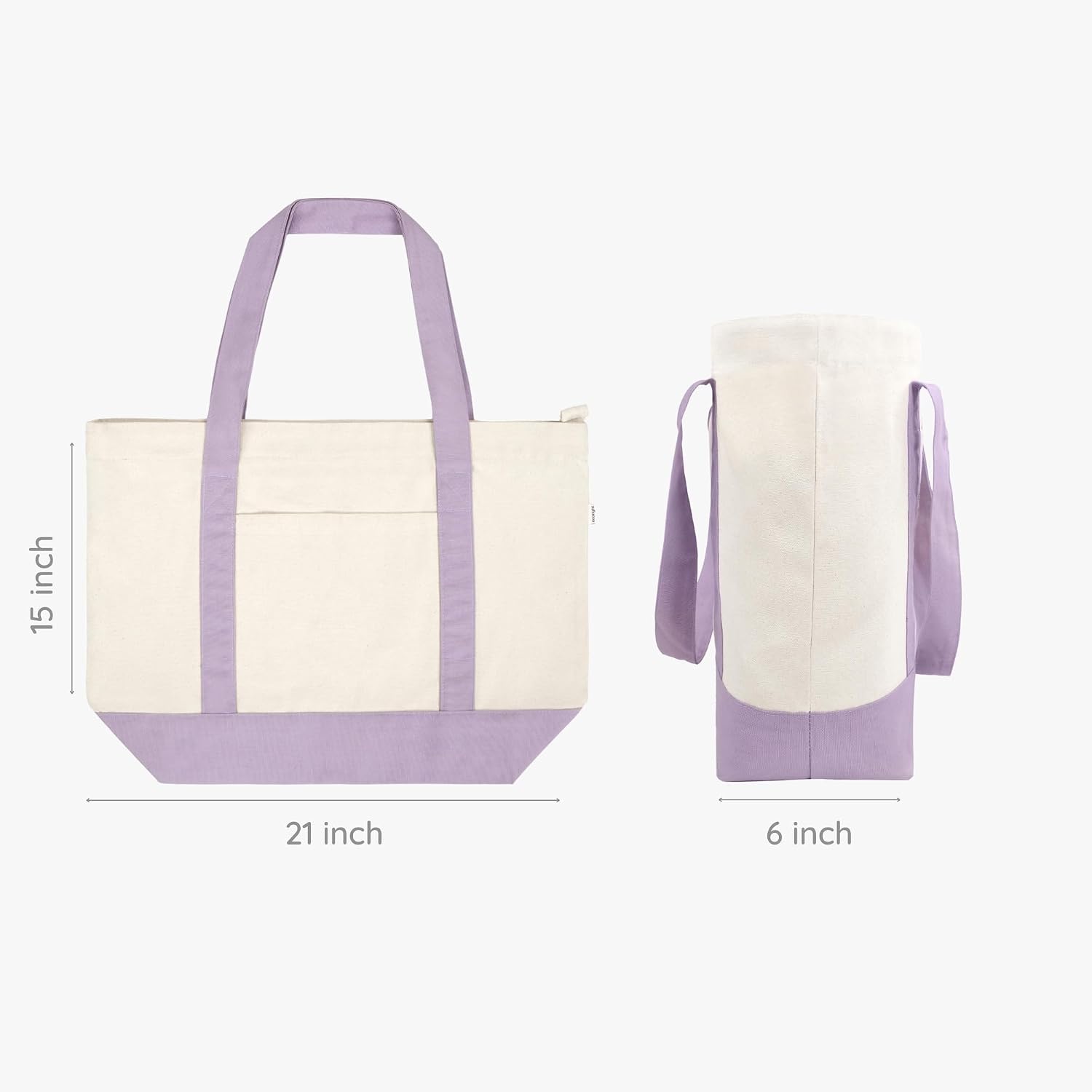 Canvas Tote Bag for Women with Zip & Inner Pocket, 100% Organic Cotton Tote Bags for Men, Shopping, Beach