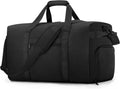 Airline-compliant (22x14x9 inch) carry-on/gym bag (45L, waterproof, unisex); lightweight travel bag with separate shoe compartment; ideal for weekends or overnight trips; Black