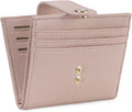 Slim Wallet for Women Small  Blocking Credit Card Holder Leather Bifold Wallets with Zipper Coin Pocket Pink