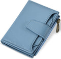 Small Wallet Women  Blocking Genuine Leather Bifold Compact Card Holder for Women with Zipper Coin Pocket 4 ID Windows