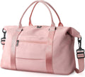 Travel/Weekender Bag: Waterproof tote (women's), gym/sports bag (men's), hospital/maternity bag, or overnight bag with luggage trolley sleeve (Coral Pink)