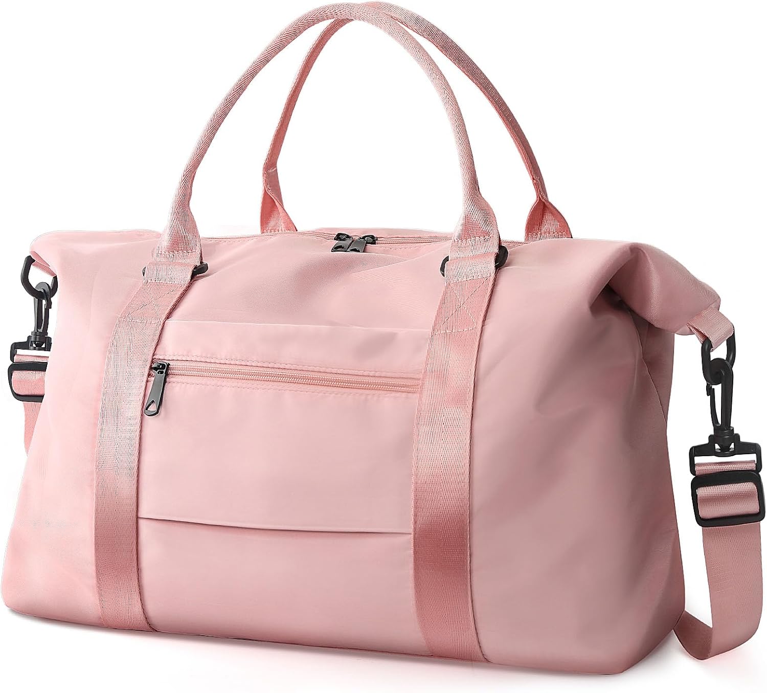 Travel/Weekender Bag: Waterproof tote (women's), gym/sports bag (men's), hospital/maternity bag, or overnight bag with luggage trolley sleeve (Coral Pink)