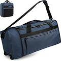 Foldable rolling duffel bag (28-inch large); suitable for travel, camping, or moving; waterproof material; Blue