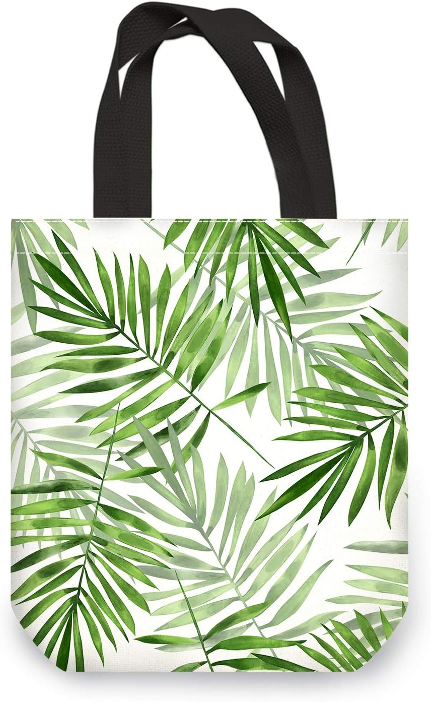 Canvas Bag Green Leaves Shopping Bag Reusable Grocery Bag Washable Foldable Canvas Tote Bag 50LBS