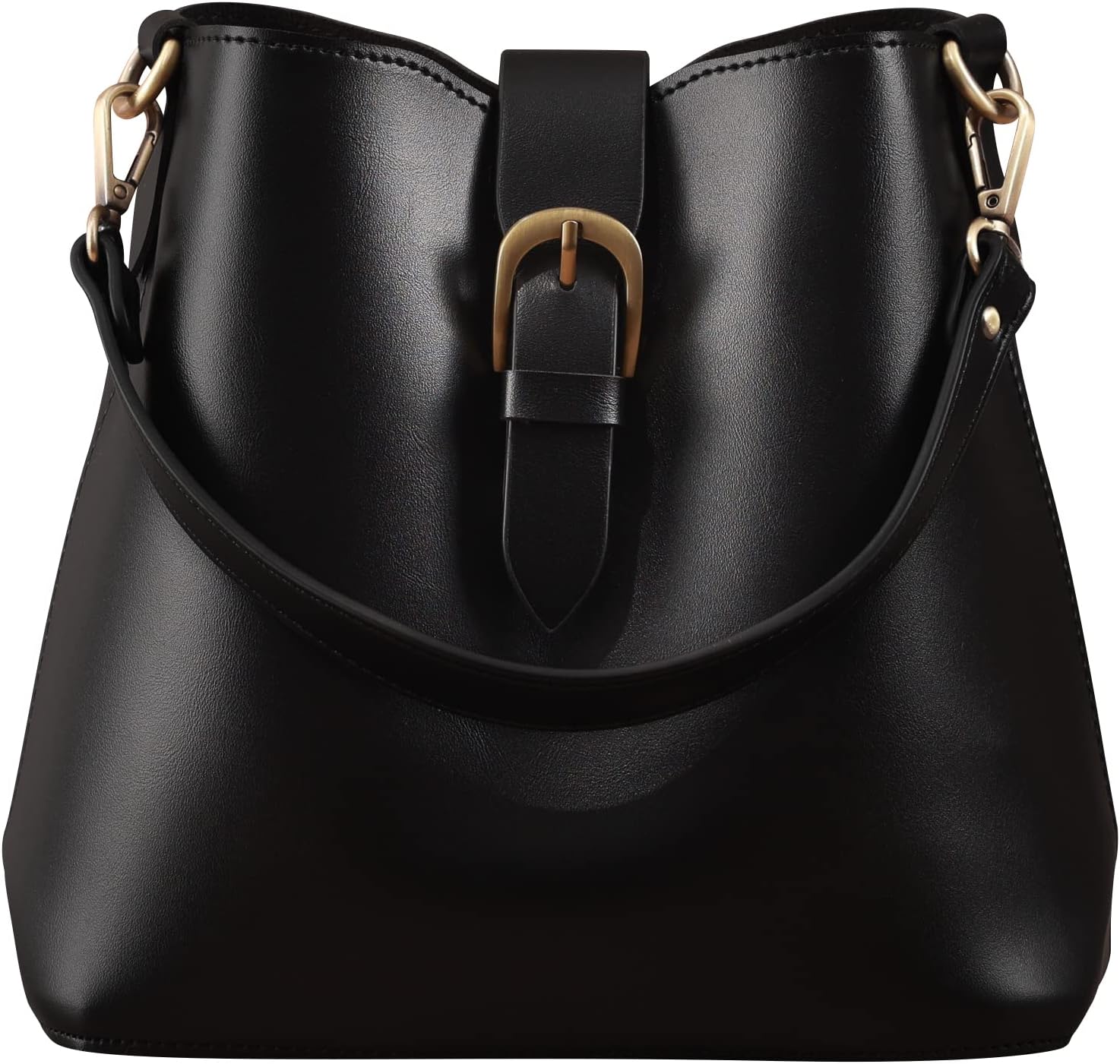 Bucket Vegan Leather Bag For Women  Retro Faux Casual Purse Classic Vintage Simple Shoulder Handbag