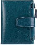 Small Women Wallet Genuine Leather  Blocking Bifold Zipper Pocket Card Holder with ID Window