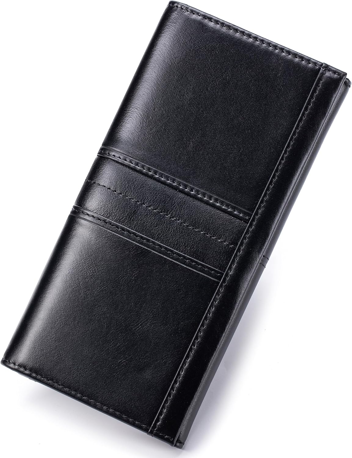 Slim Wallet for Women  Blocking Long Ladies Wallet Bifold Womens Leather Wallet with Coin Pocket ID Window, Black